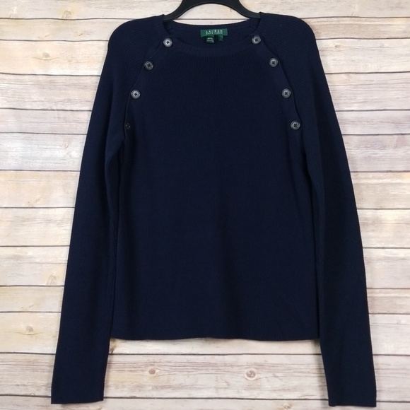 Lauren Ralph Lauren| Navy Dbl Button Sweater